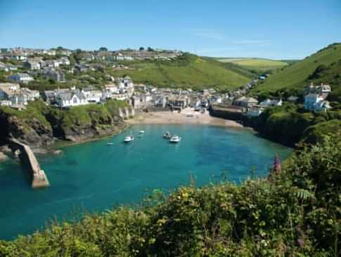 Port Isaac in Cornwall, as seen from the coastal path.