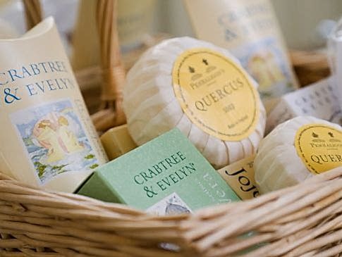 A basket of eco-friendly soaps.