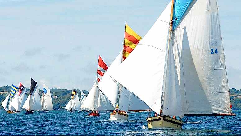 Scores of sail ships at Falmouth Sailing Regatta.