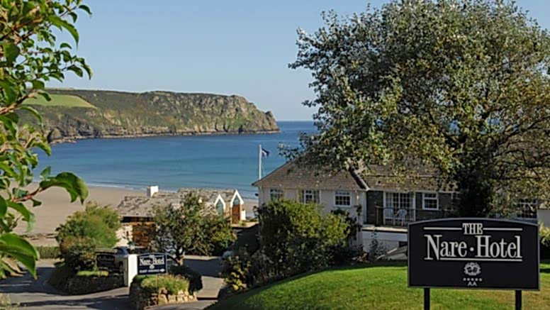 The entrance to the Nare hotel, perched above Carne Beach.