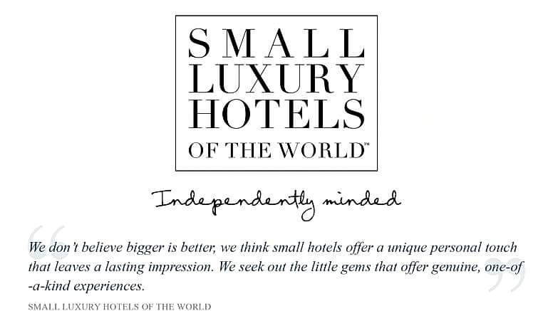 The Small Luxury Hotels logo and quote.