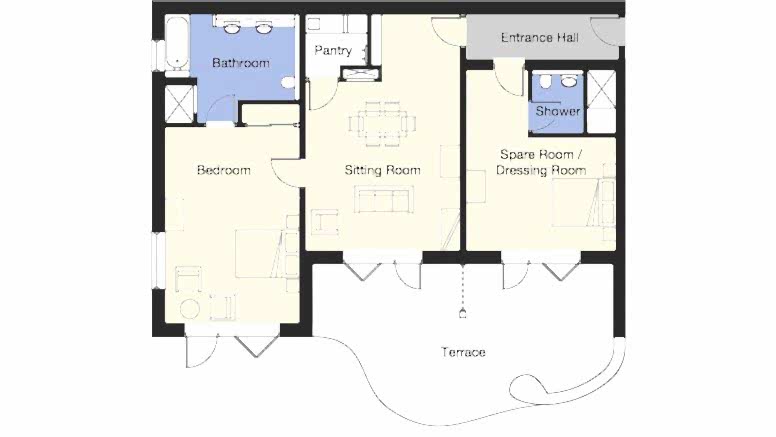 Floor plan of a typical Whittington Suite at The Nare Hotel